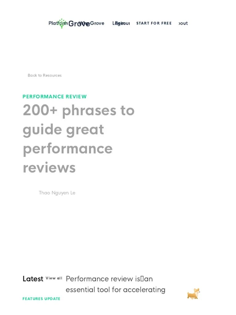200+ Phrases To Guide Great Performance Reviews | PDF | Leadership | Performance Appraisal