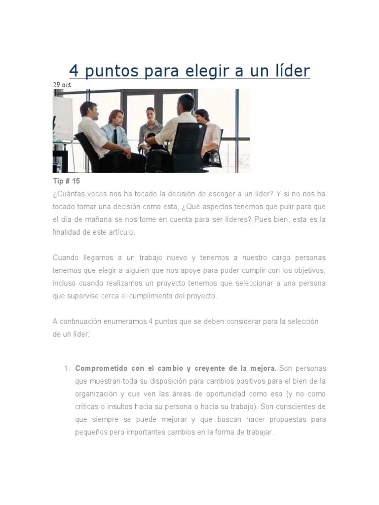 4 Puntos Para Elegir A Un Líder | PDF
