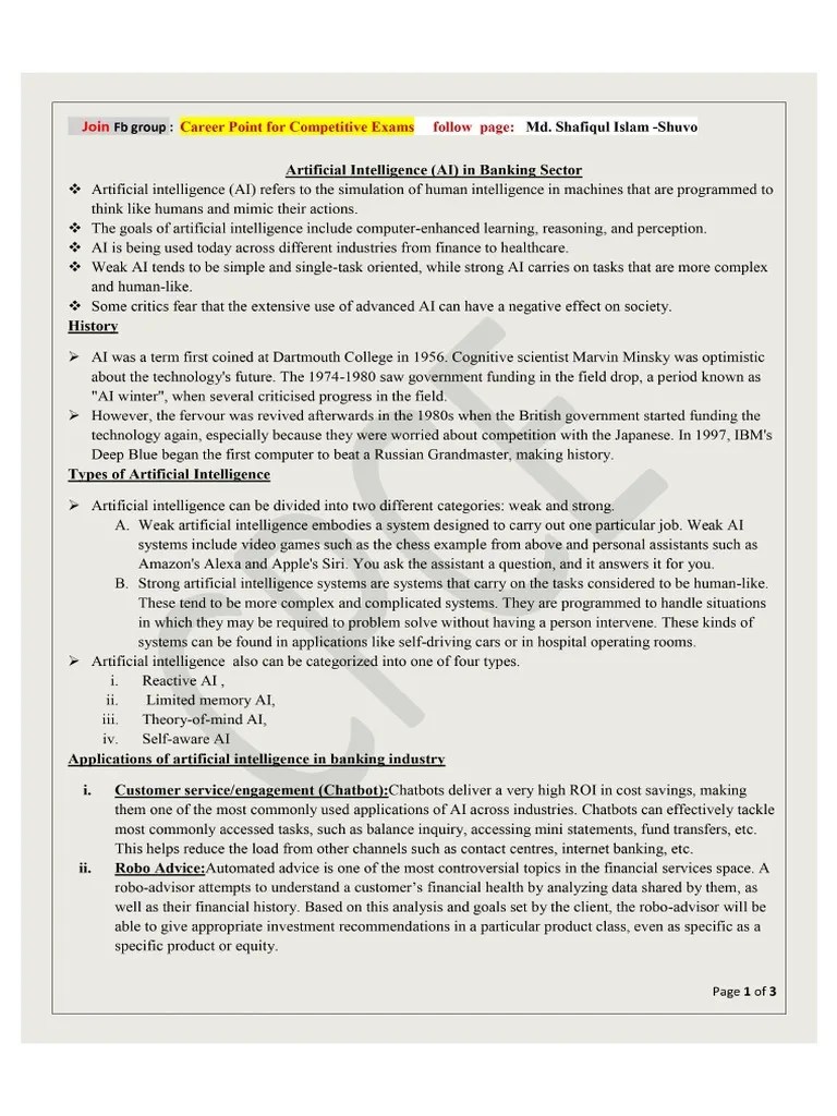 03artificial Intelligence (AI) In Banking Sector-1 | PDF