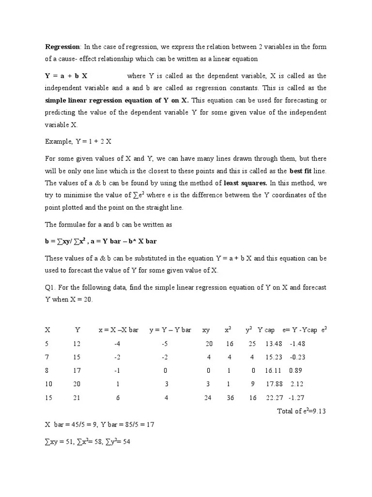 Notes On Regression For ITM | PDF | Regression Analysis | Linear Regression