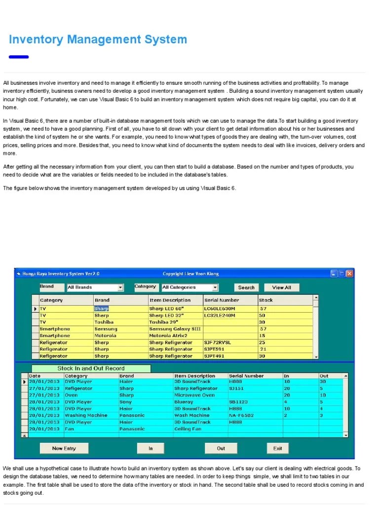 Inventory Management System VB6 | PDF | Databases | Microsoft Access