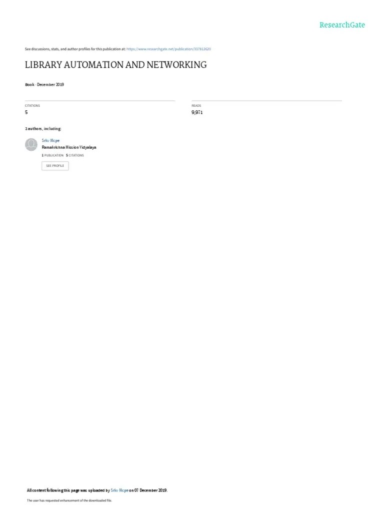 Library Automation And Networking: December 2019 | PDF | Libraries | Automation