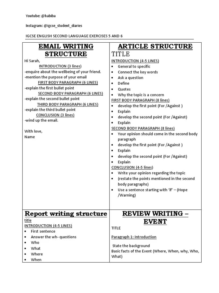Igcse English Second Language Exercises 5 And 6 | PDF | Linguistics ...
