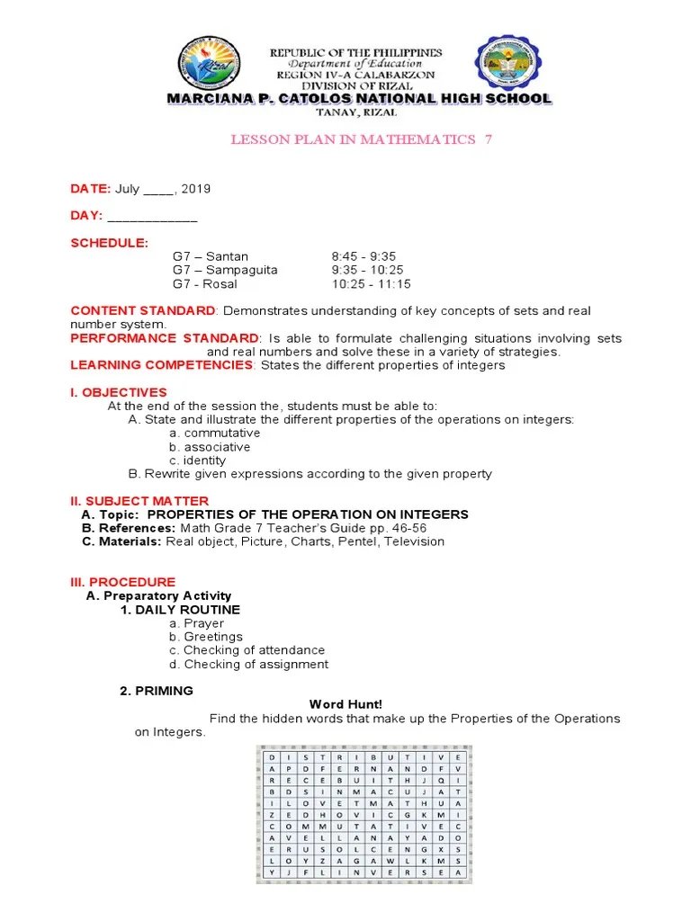 Demo 1 Properties of Integers LP  PDF  Multiplication  Numbers.
