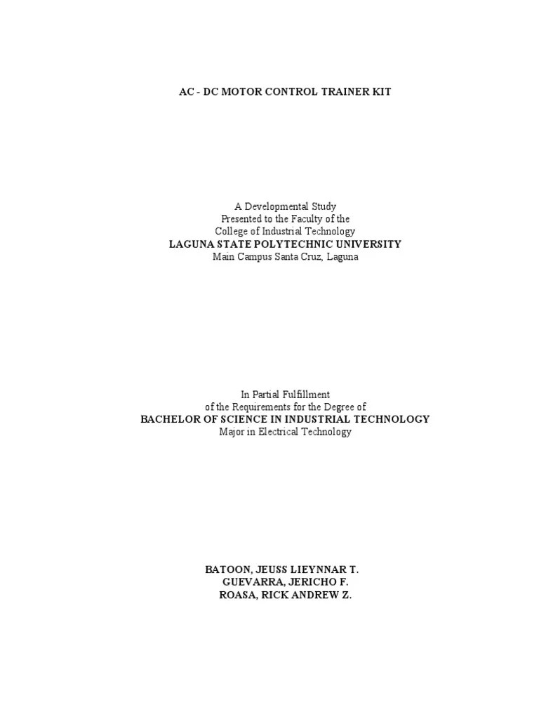 Ac DC Motor Control Trainer Kit Chapter 1 3 | PDF | Switch | Usability