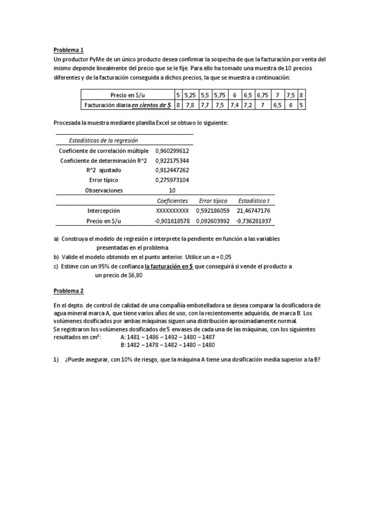 Simulacro 2do Parcial ESTADISTICA II | PDF | Análisis De Regresión