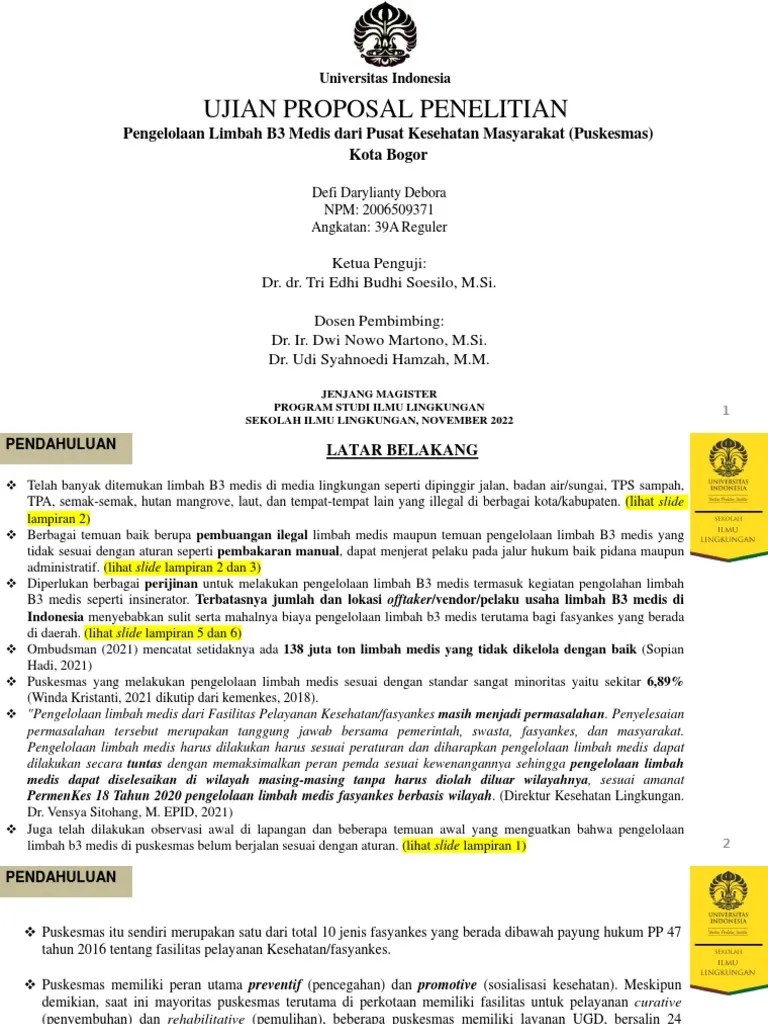 Pengelolaan Limbah B3 Medis Dari Pusat Kesehatan Masyarakat (Puskesmas) Kota Bogor | PDF