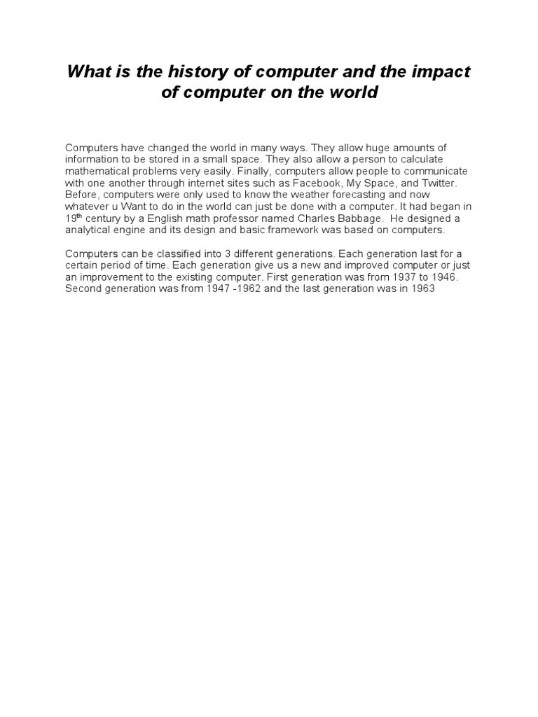 Ins History And Impact Of Computer | PDF