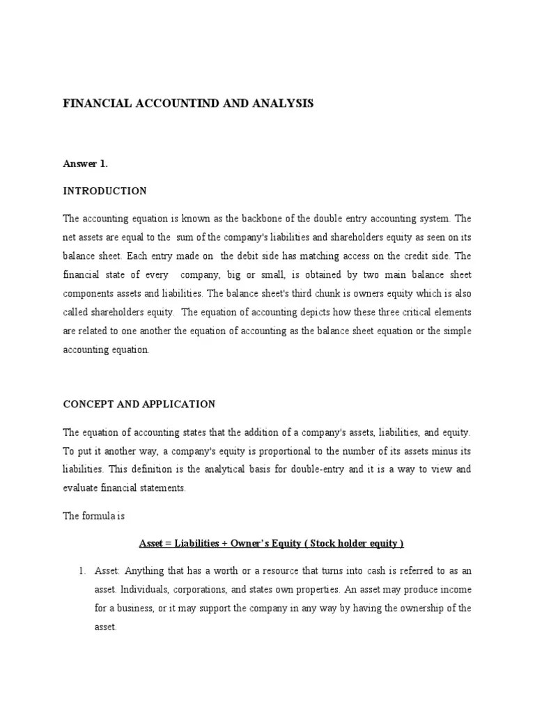 Financial Accounting & Analysis | PDF | Debits And Credits | Equity ...
