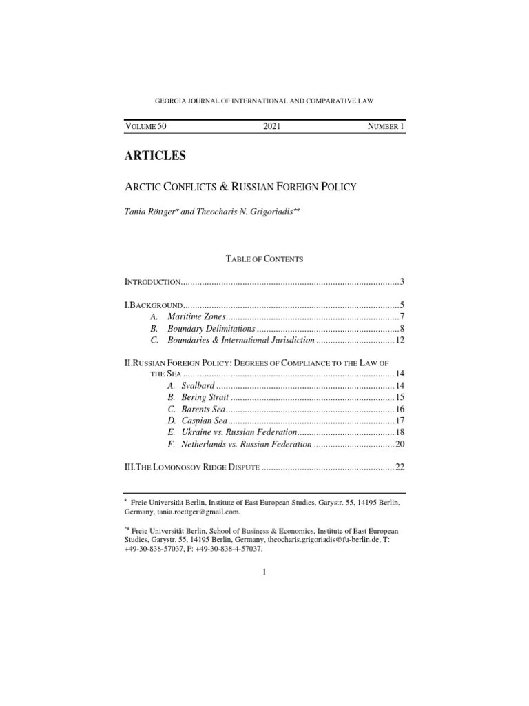 Arctic Conflicts Russian Foreign Policy | PDF | Territorial Waters | Hydrography