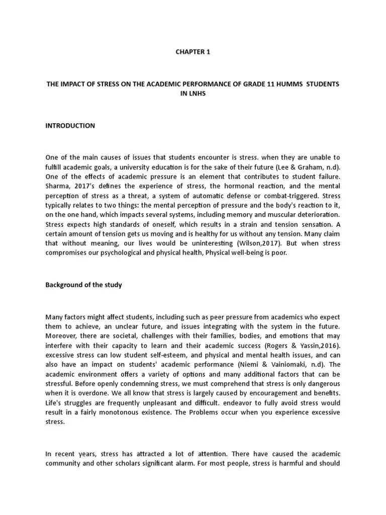 Effect Of Stress To Academic Performance Of The Students In Lampitak ...
