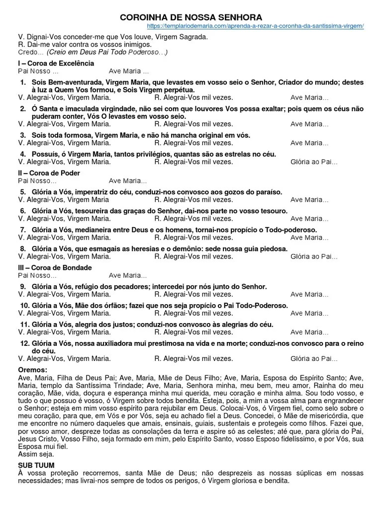 Coroinha De Nossa Senhora | PDF | Maria, Mãe De Jesus | Céu