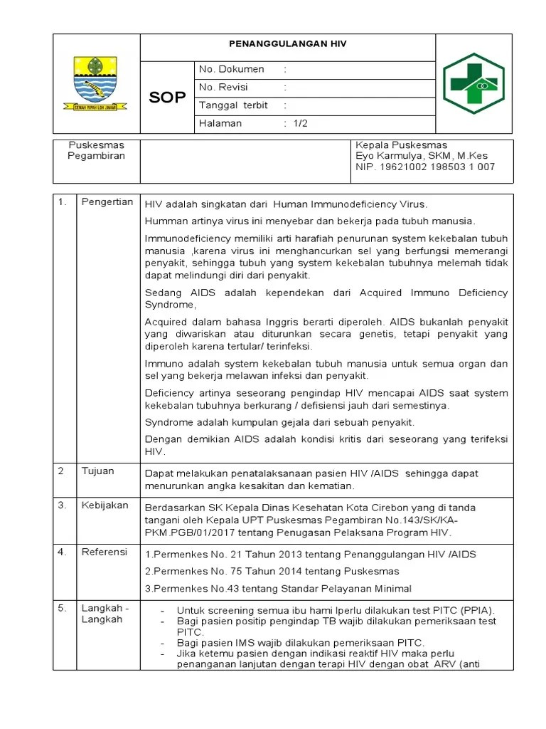 Prosedur Penanggulangan Hiv Di Puskesmas Pdf