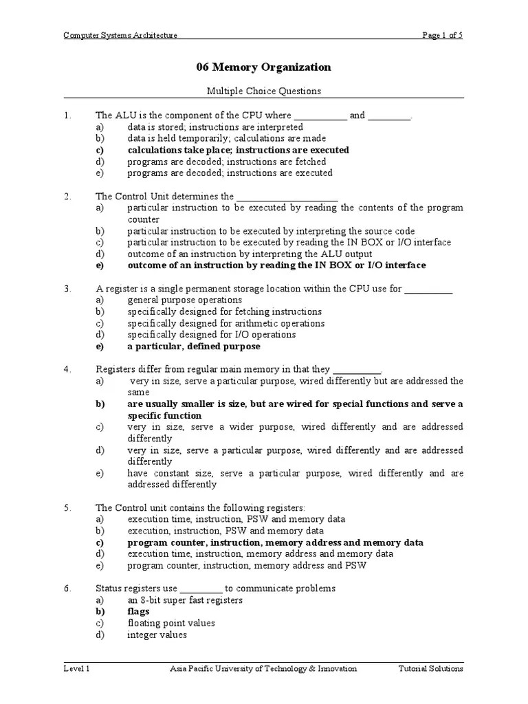 TS6. Memory Organization | PDF | Computer Data Storage | Central ...