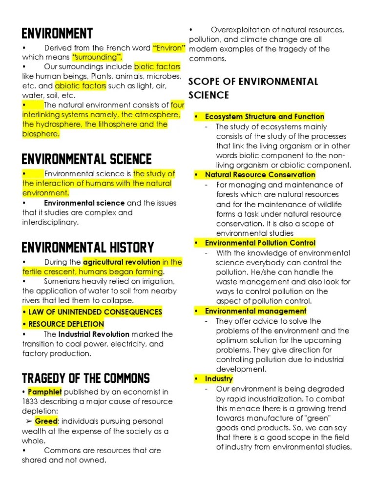 ENVI SCI Reviewer | PDF | Soil | Atmosphere Of Earth