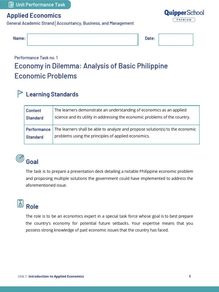 Performance Task Unit 1 | Download Free PDF | Expert | Economics