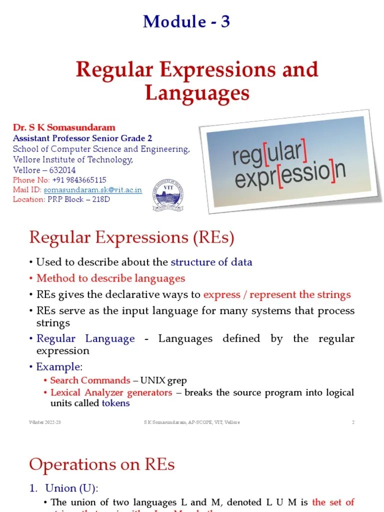 Regular Expression - Languages And Regular Expressions-12!01!2023 | PDF | String (Computer ...