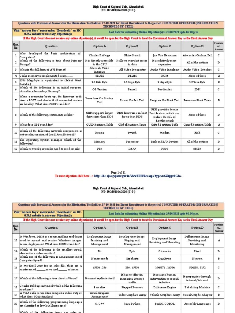 Answer Key | PDF | Computer Data Storage | Booting