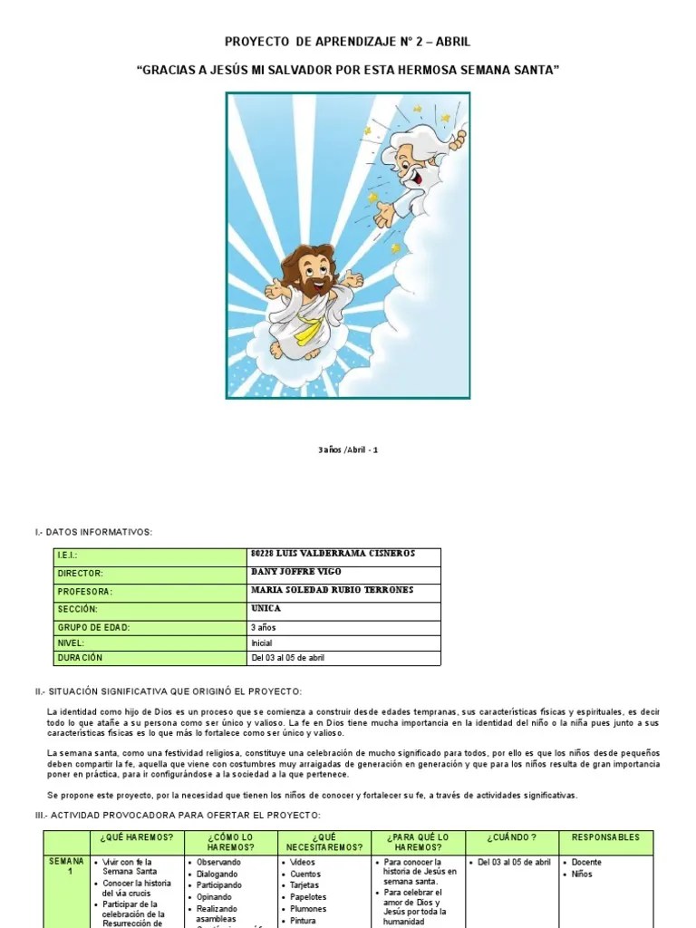 3 Años - Proyecto - De - Aprendizaje - N°02 | PDF | Dios | Dibujo
