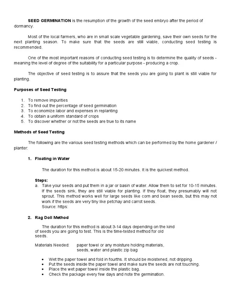Seed Germination | PDF | Seed | Sowing