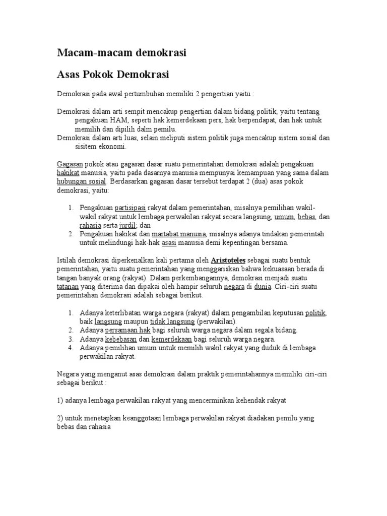 Asas-Asas Pokok Demokrasi | PDF