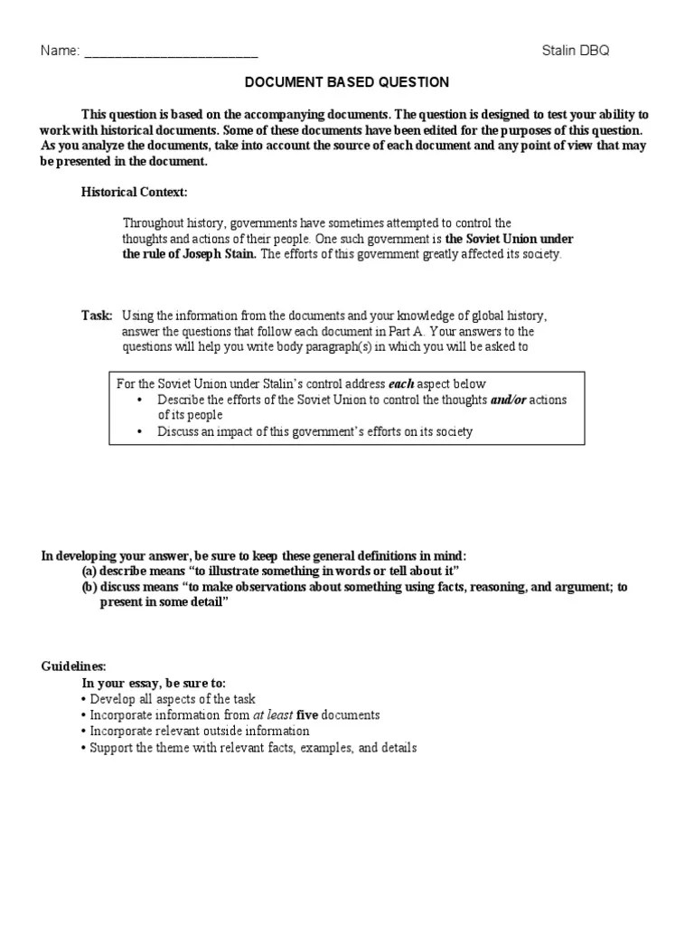 Stalin DBQ | PDF | Communism | Soviet Union