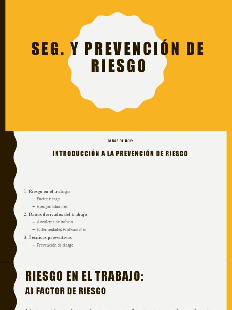 Clase 1 Prevencion En Riesgos | PDF | Riesgo | Medicina CLINICA