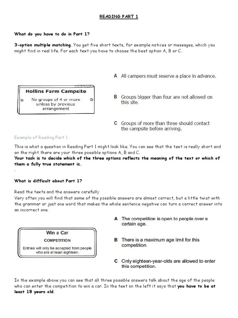 PET 2020 Reading Part 1 PDF | PDF