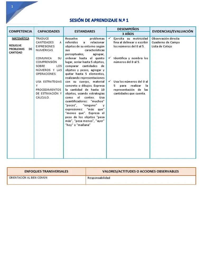 Sesión De Aprendizaje Del Numero 1 | PDF | Evaluación | Modificación De ...