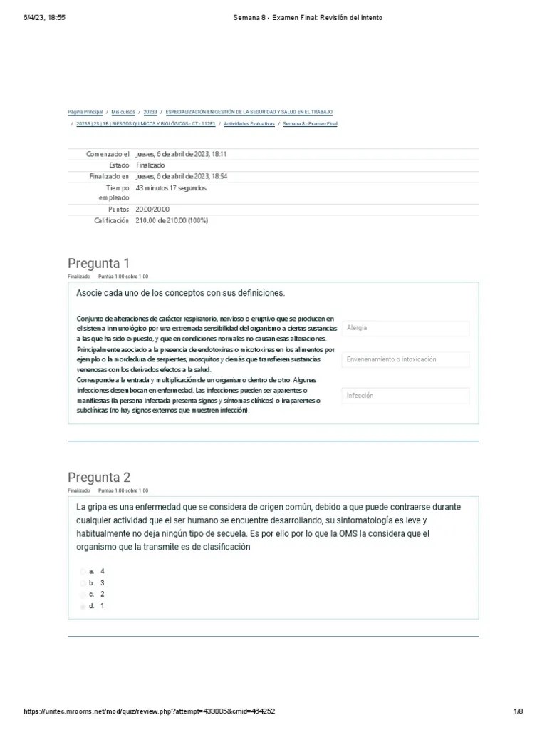 Semana 8 - Examen Final - Revisión Del Intento-Definitivo | PDF | Infección | Alergia