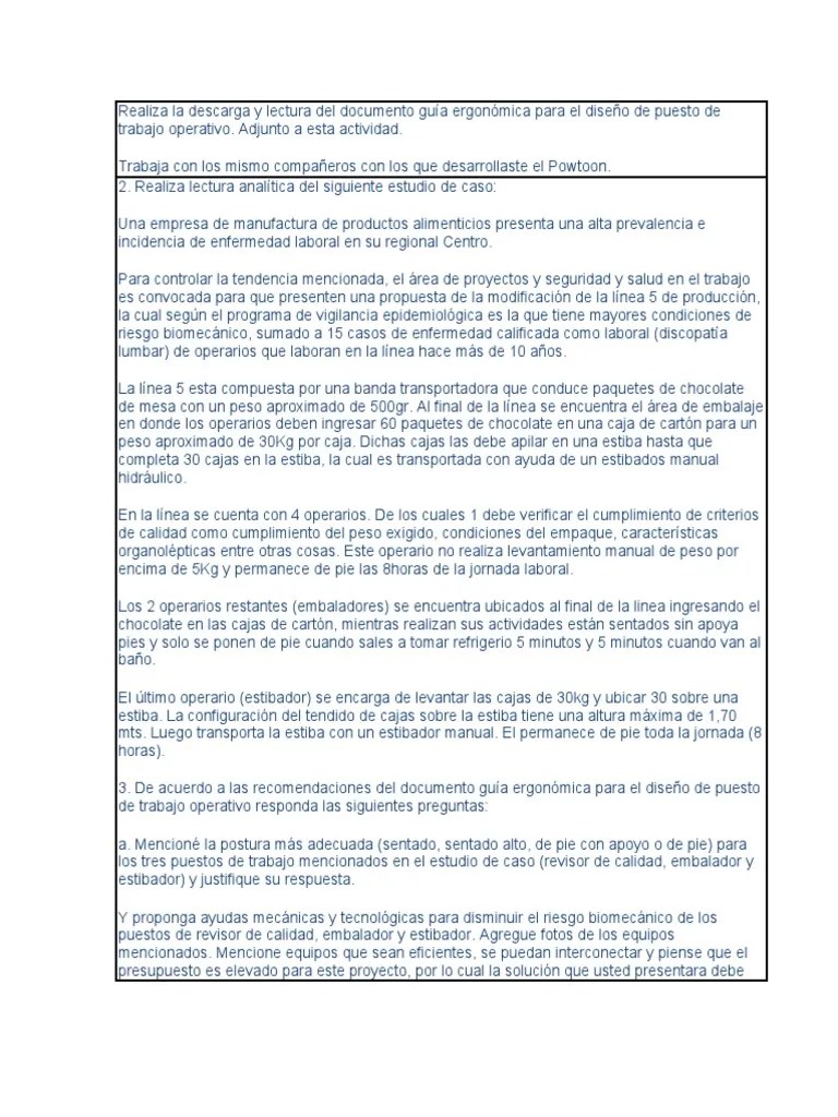 Taller Final Ergonomia | Descargar Gratis PDF | Factores Humanos Y ...