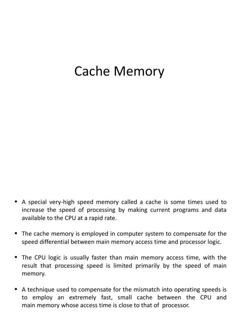 Cache Memory | Download Free PDF | Cpu Cache | Cache (Computing)