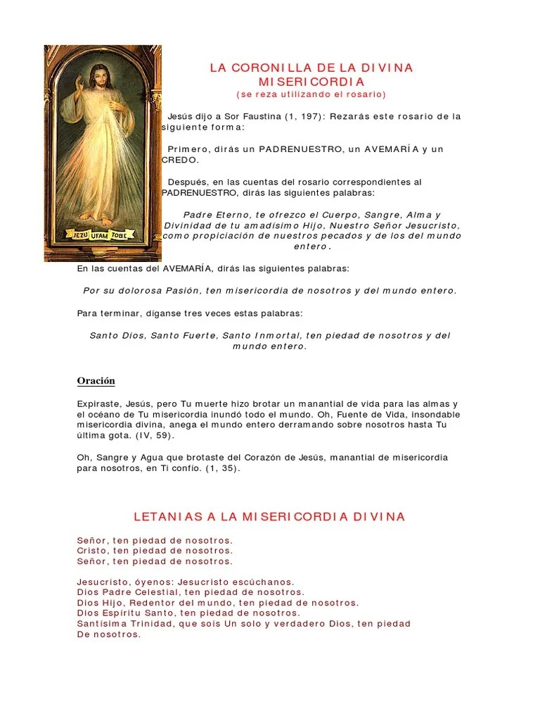 La Coronilla De La Divina Misericordia | PDF | Rosario | Cristo (título)