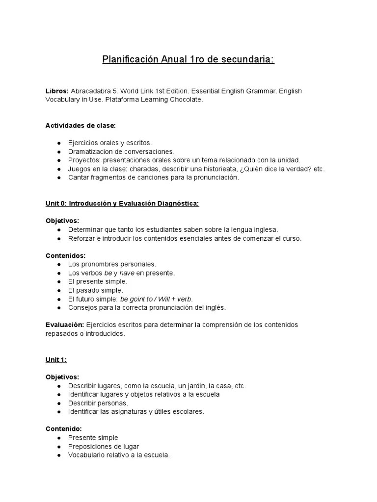 Planificacion Anual Inglés | PDF | Lingüística | Morfología Lingüística