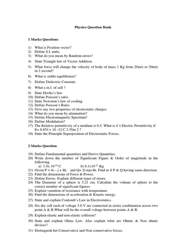 Physics Fundamentals: A Comprehensive Collection Of Physics Questions ...