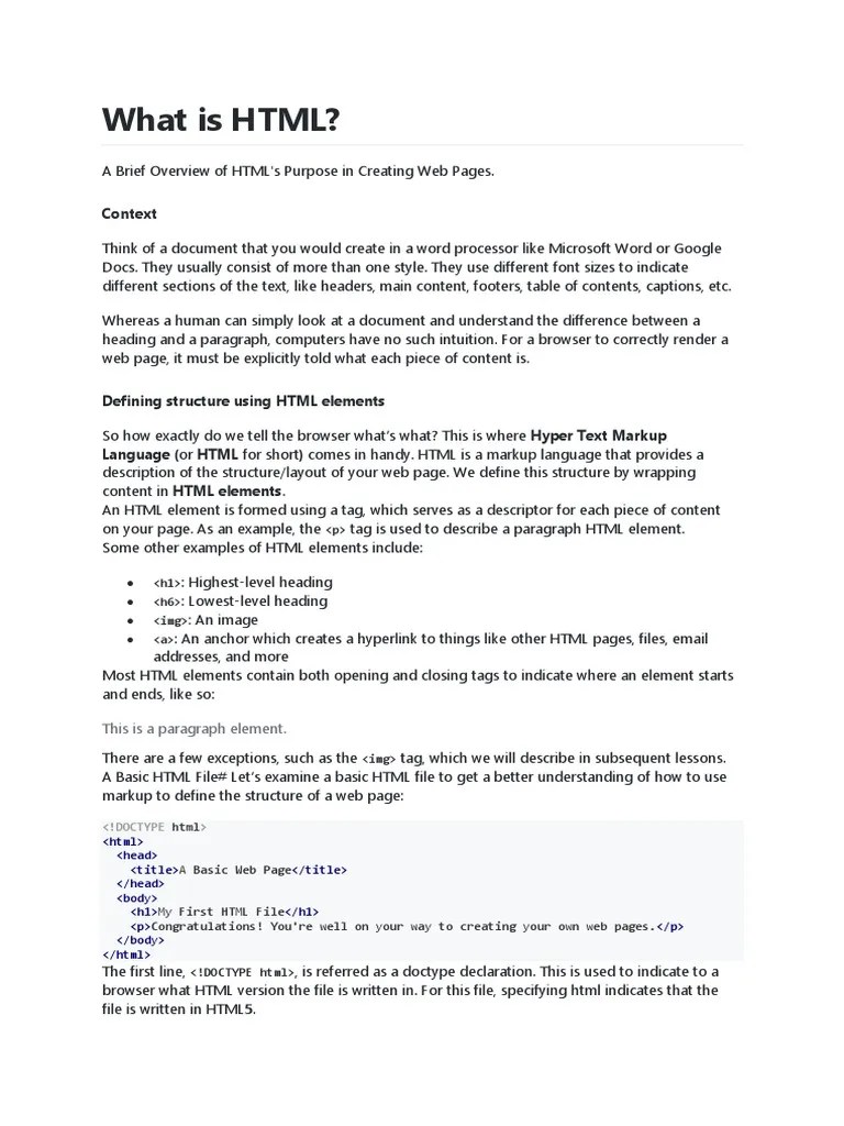 HTML Full Notes | PDF | Html | Html Element