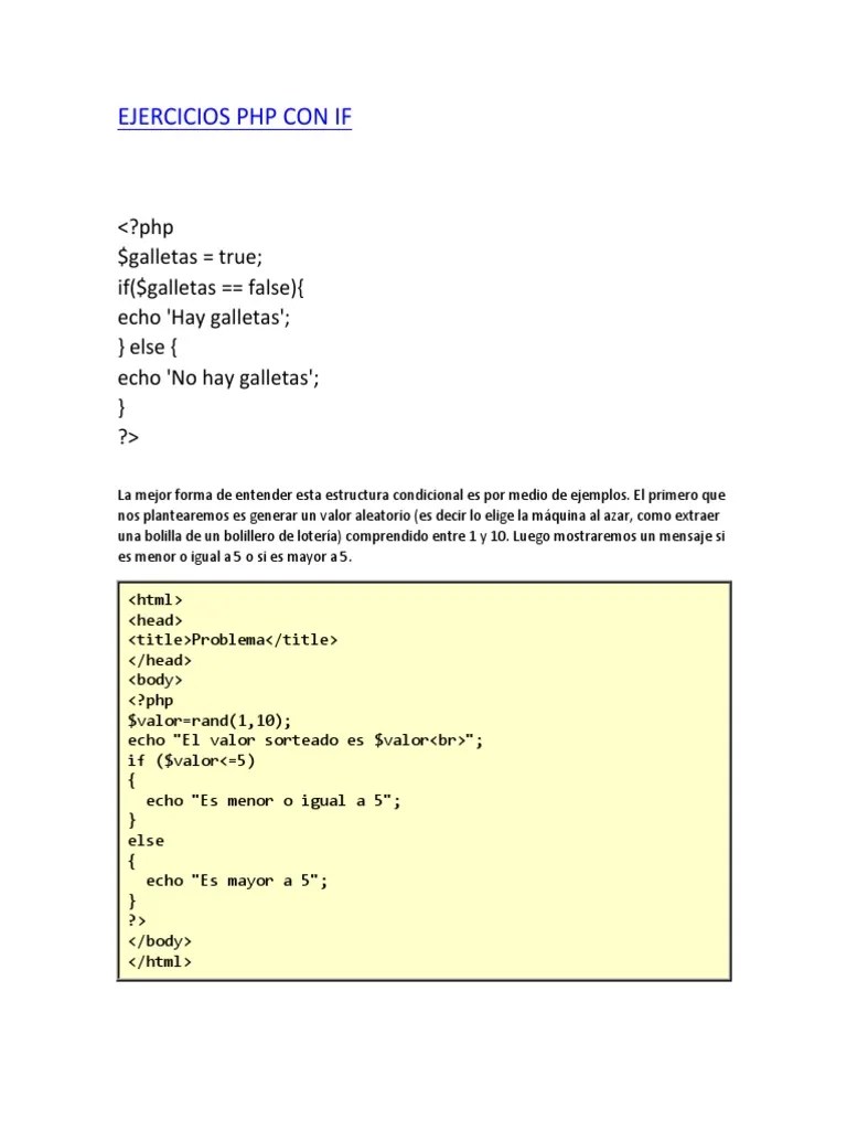 Ejercicios PHP Con If | PDF