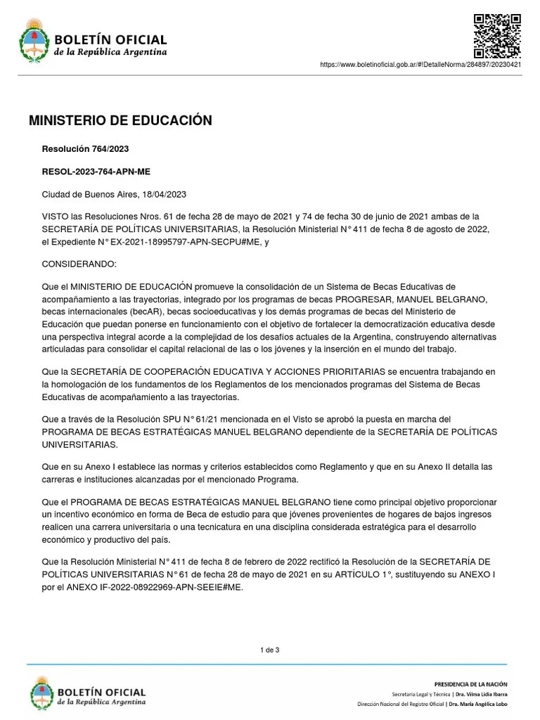 Resolución 764/2023 | PDF