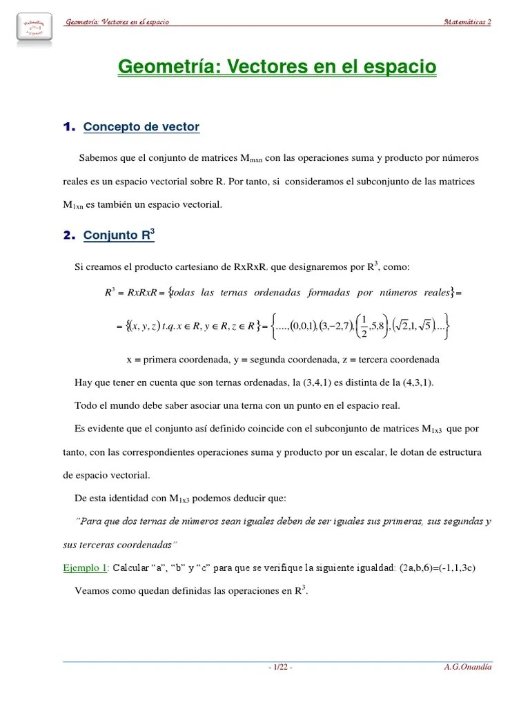 Vectores En El Espacio (2015) | PDF | Espacio Vectorial | Vector Euclidiano