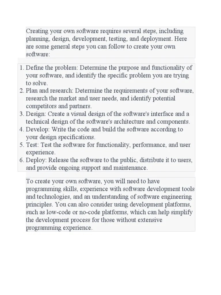 Creating Your Own Software Requires Several Steps | PDF | Websites ...