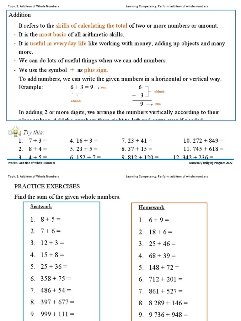 TOPIC-1.-ADDITION-OF-WHOLE-NUMBERS | PDF