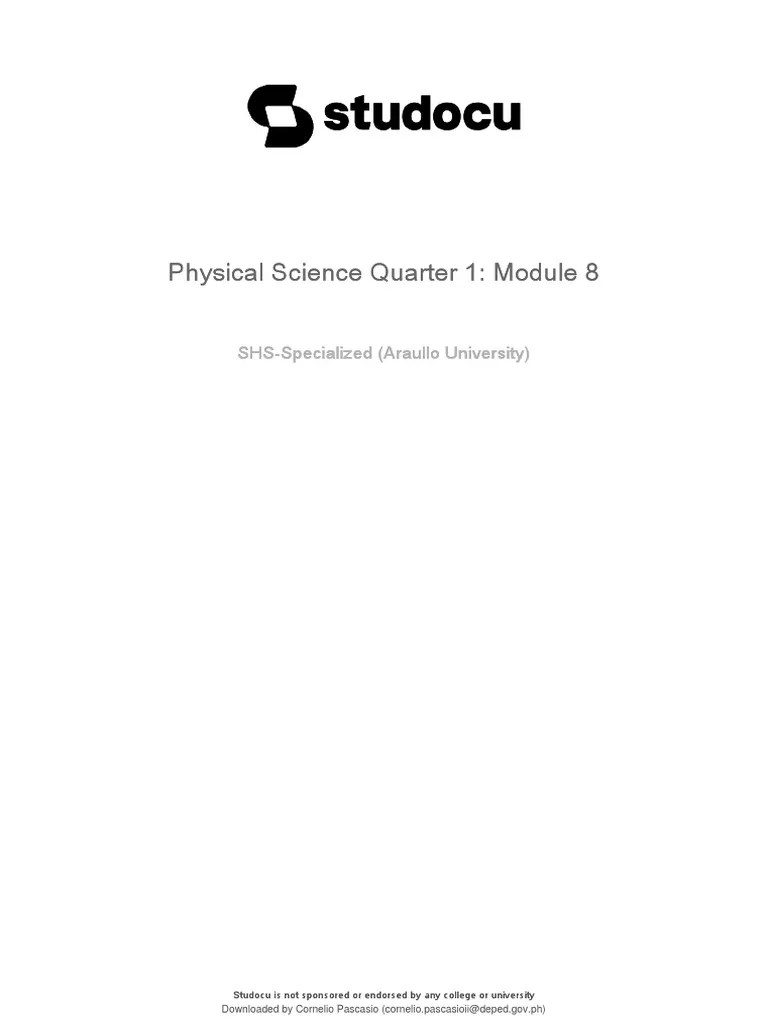 Physical Science Quarter 1 Module 8 | PDF | Reaction Rate | Chemical ...