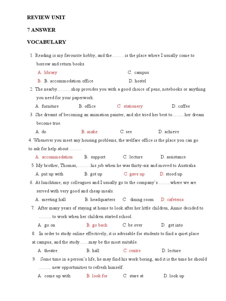 Review Unit 7 Answer | PDF