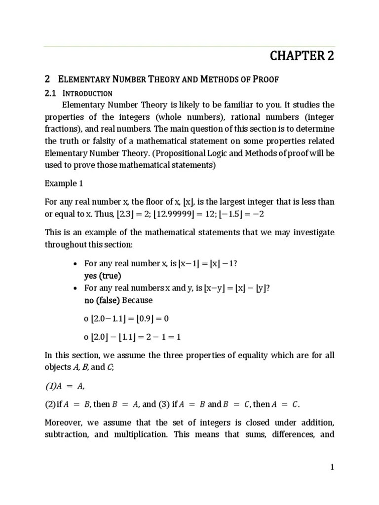 Elementary Number Theory And Methods Of Proof | PDF | Mathematical Proof | Numbers