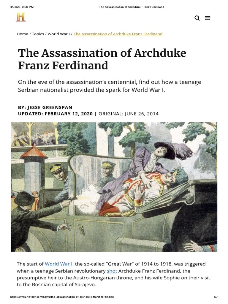 The Assassination Of Archduke Franz Ferdinand | PDF | Conflicts