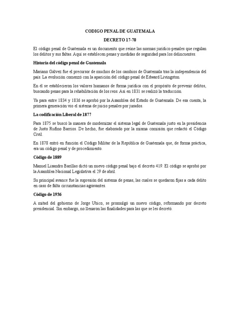 Codigo Penal De Guatemala | PDF