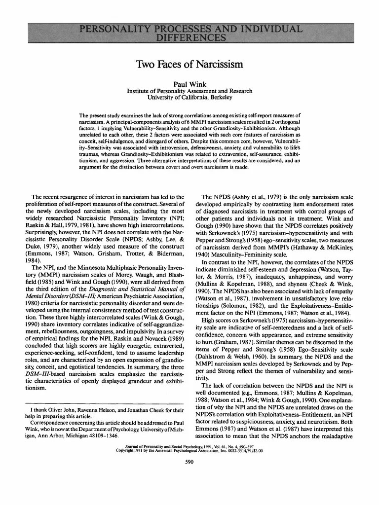 Two Faces Of Narcissism | PDF | Narcissism | Self Esteem