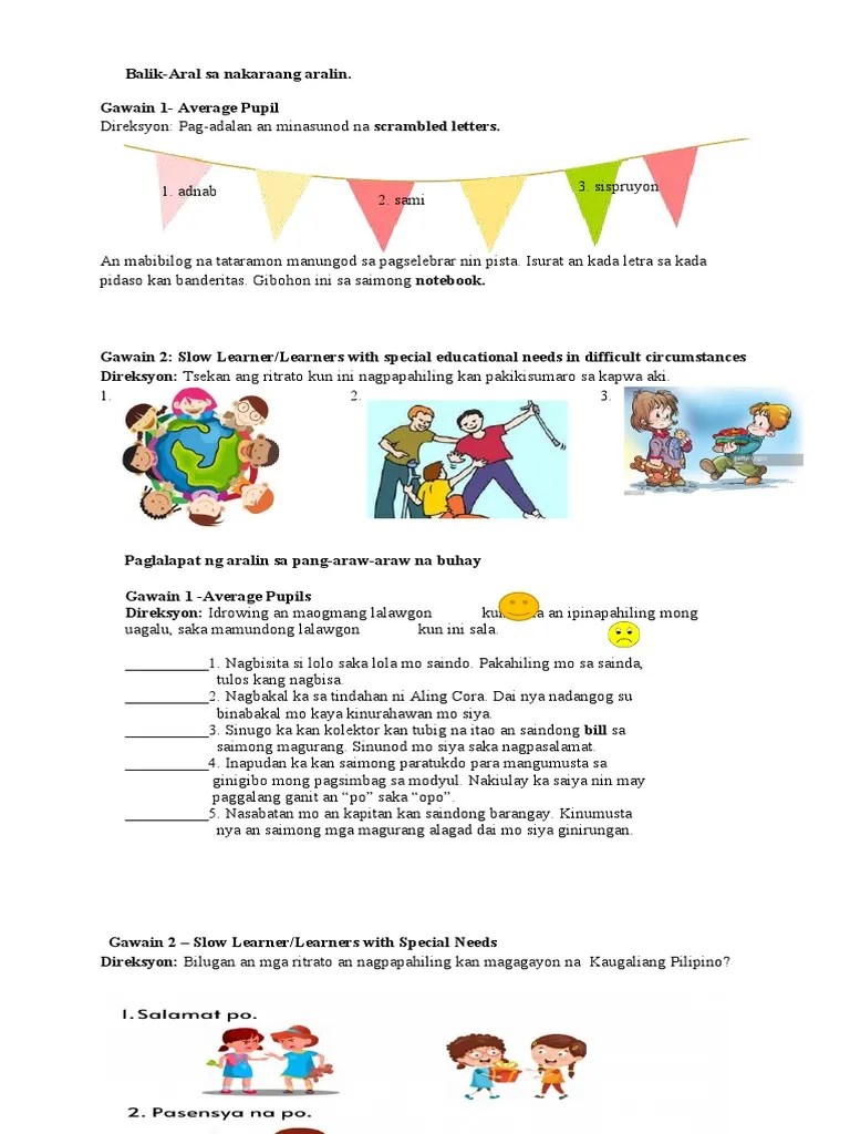 Esp grade 3 activity sheet
