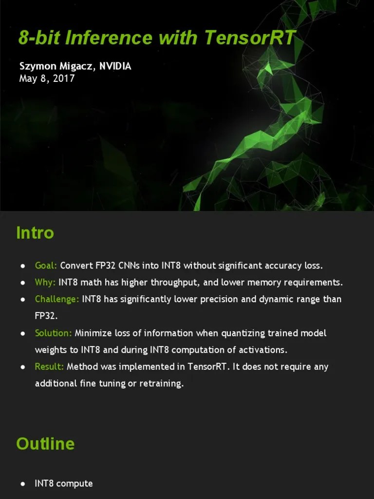 8 Bit Inference With TensorRT | Download Free PDF | Integer (Computer ...