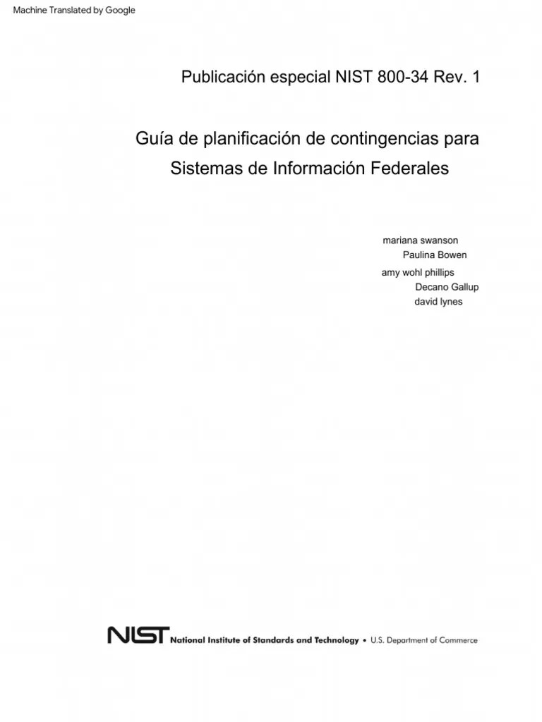 Plan De Contingencia Guia 1 | PDF | Instituto Nacional De Estándares Y ...